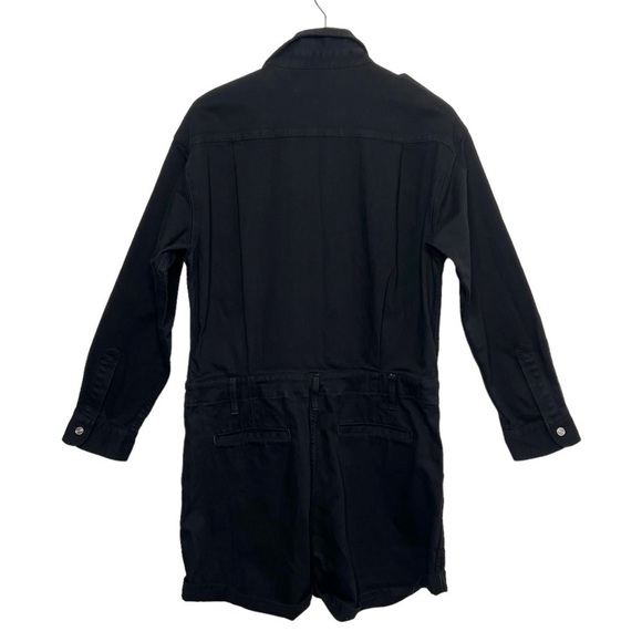 Current Elliot Black Shortall Denim Long Sleeve Collared Women’s Romper Sz 4 - Picture 10 of 13